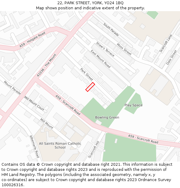 22, PARK STREET, YORK, YO24 1BQ: Location map and indicative extent of plot