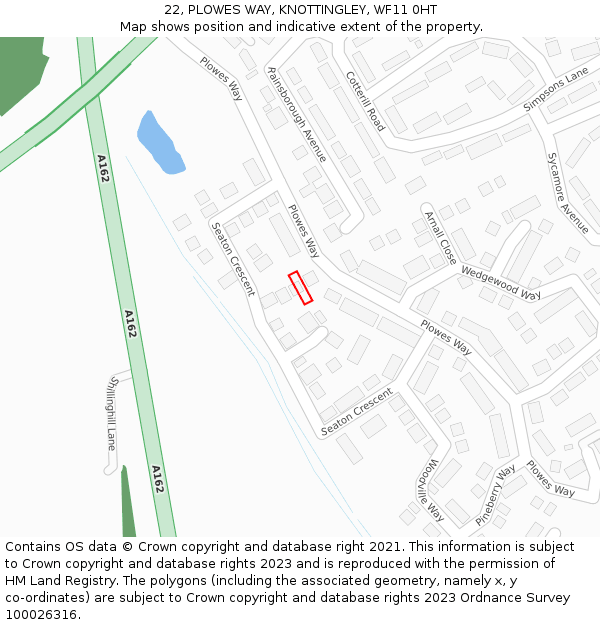 22, PLOWES WAY, KNOTTINGLEY, WF11 0HT: Location map and indicative extent of plot