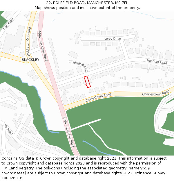 22, POLEFIELD ROAD, MANCHESTER, M9 7FL: Location map and indicative extent of plot