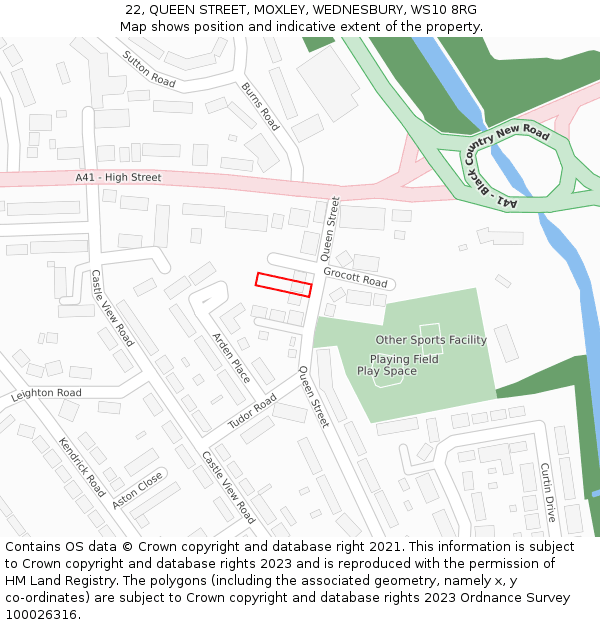 22, QUEEN STREET, MOXLEY, WEDNESBURY, WS10 8RG: Location map and indicative extent of plot