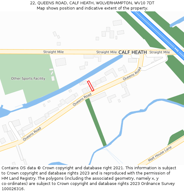 22, QUEENS ROAD, CALF HEATH, WOLVERHAMPTON, WV10 7DT: Location map and indicative extent of plot