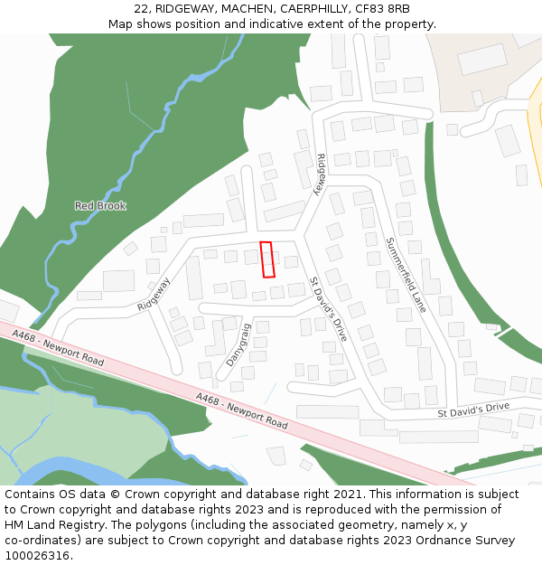 22, RIDGEWAY, MACHEN, CAERPHILLY, CF83 8RB: Location map and indicative extent of plot