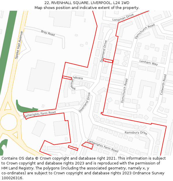22, RIVENHALL SQUARE, LIVERPOOL, L24 1WD: Location map and indicative extent of plot