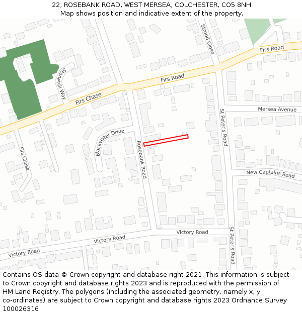 22, ROSEBANK ROAD, WEST MERSEA, COLCHESTER, CO5 8NH: Location map and indicative extent of plot