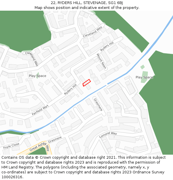 22, RYDERS HILL, STEVENAGE, SG1 6BJ: Location map and indicative extent of plot