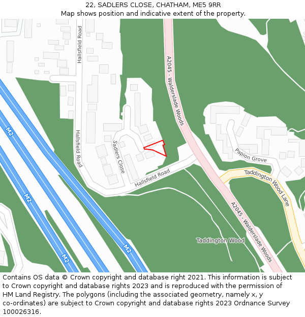 22, SADLERS CLOSE, CHATHAM, ME5 9RR: Location map and indicative extent of plot