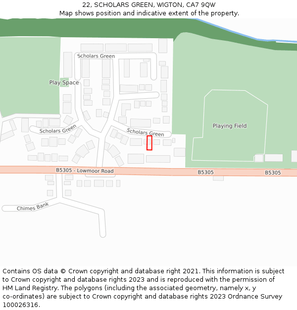 22, SCHOLARS GREEN, WIGTON, CA7 9QW: Location map and indicative extent of plot