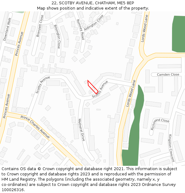 22, SCOTBY AVENUE, CHATHAM, ME5 8EP: Location map and indicative extent of plot