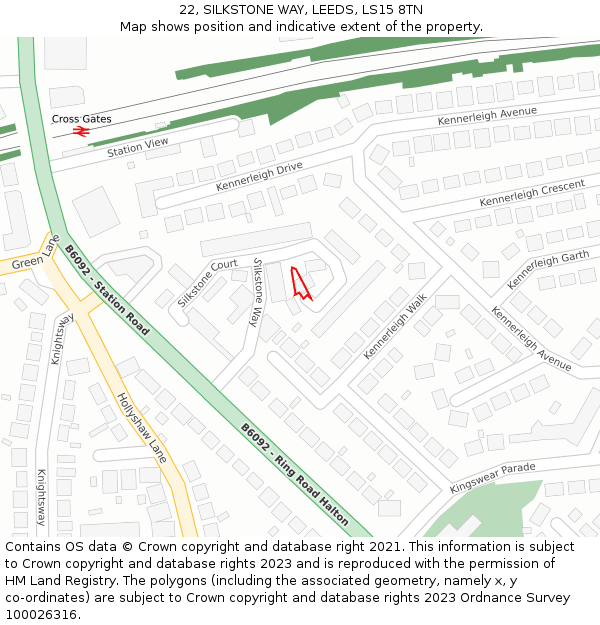 22, SILKSTONE WAY, LEEDS, LS15 8TN: Location map and indicative extent of plot