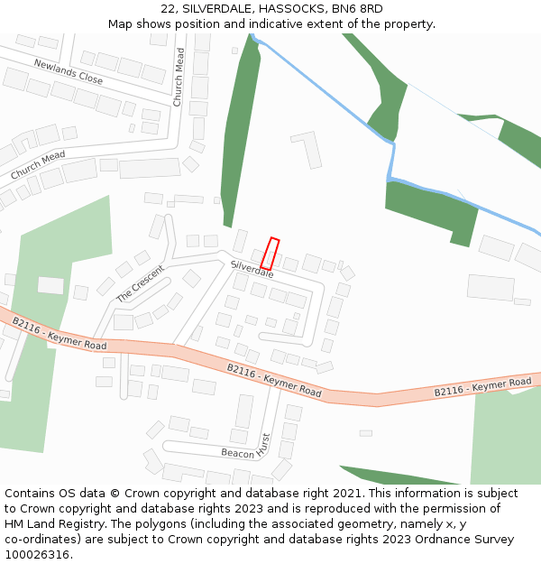 22, SILVERDALE, HASSOCKS, BN6 8RD: Location map and indicative extent of plot