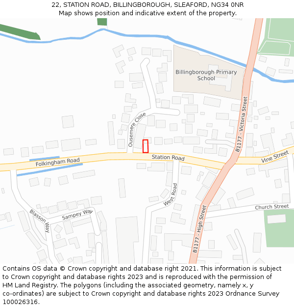 22, STATION ROAD, BILLINGBOROUGH, SLEAFORD, NG34 0NR: Location map and indicative extent of plot