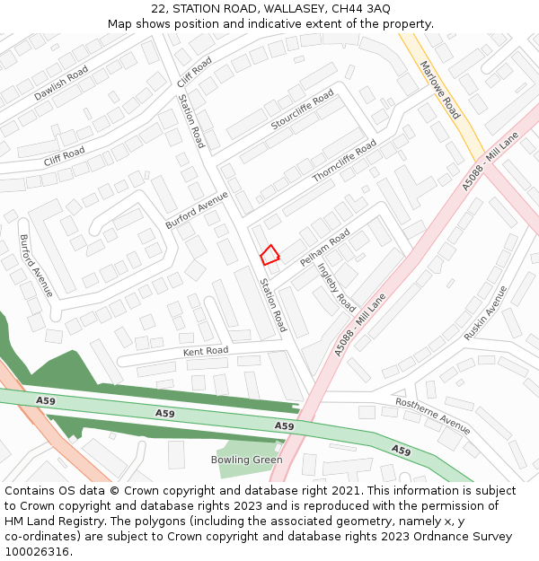 22, STATION ROAD, WALLASEY, CH44 3AQ: Location map and indicative extent of plot