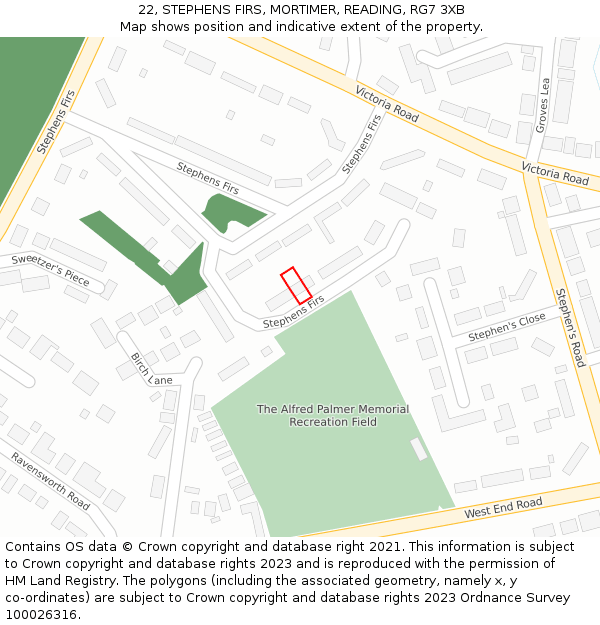 22, STEPHENS FIRS, MORTIMER, READING, RG7 3XB: Location map and indicative extent of plot