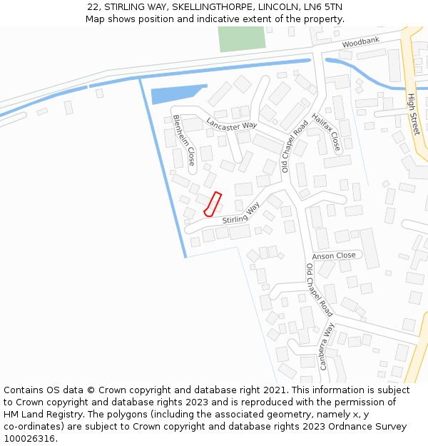 22, STIRLING WAY, SKELLINGTHORPE, LINCOLN, LN6 5TN: Location map and indicative extent of plot