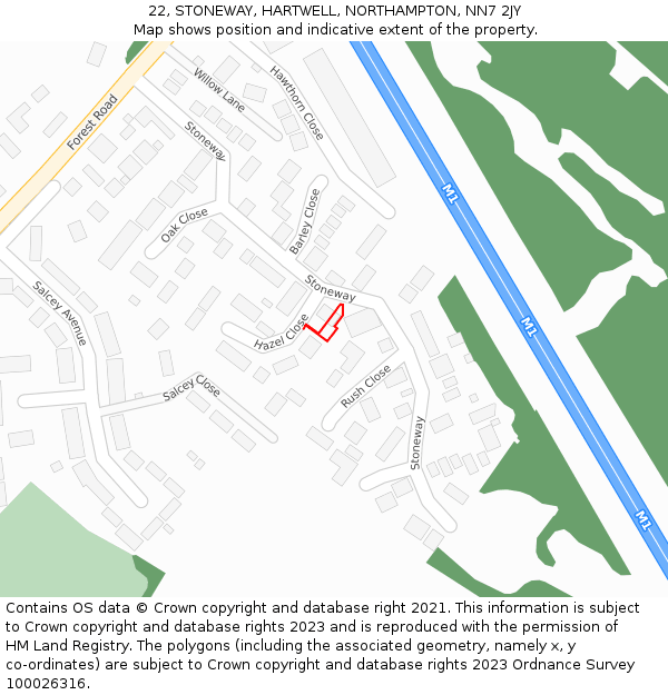 22, STONEWAY, HARTWELL, NORTHAMPTON, NN7 2JY: Location map and indicative extent of plot