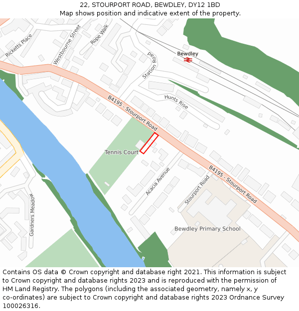 22, STOURPORT ROAD, BEWDLEY, DY12 1BD: Location map and indicative extent of plot