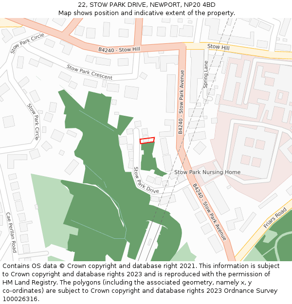 22, STOW PARK DRIVE, NEWPORT, NP20 4BD: Location map and indicative extent of plot