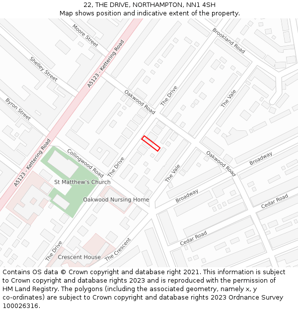 22, THE DRIVE, NORTHAMPTON, NN1 4SH: Location map and indicative extent of plot