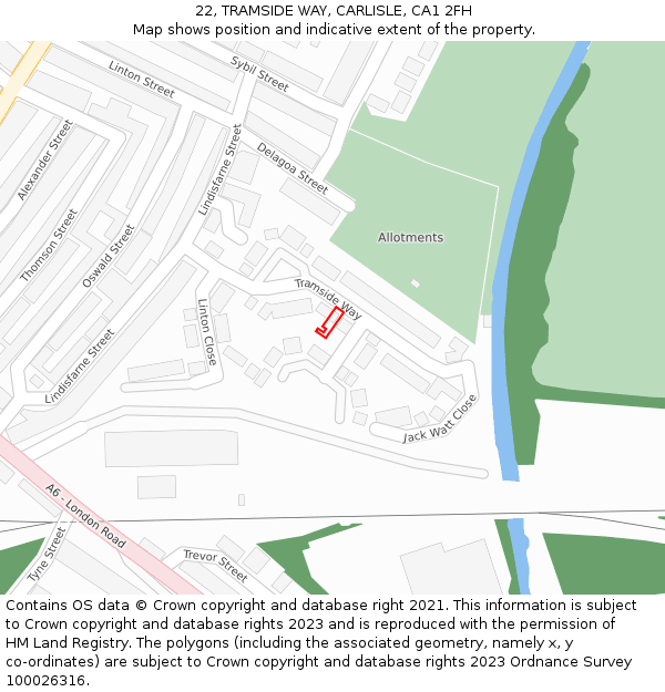 22, TRAMSIDE WAY, CARLISLE, CA1 2FH: Location map and indicative extent of plot