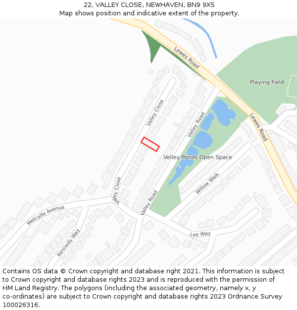 22, VALLEY CLOSE, NEWHAVEN, BN9 9XS: Location map and indicative extent of plot