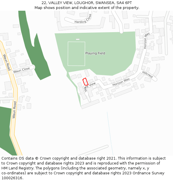 22, VALLEY VIEW, LOUGHOR, SWANSEA, SA4 6PT: Location map and indicative extent of plot