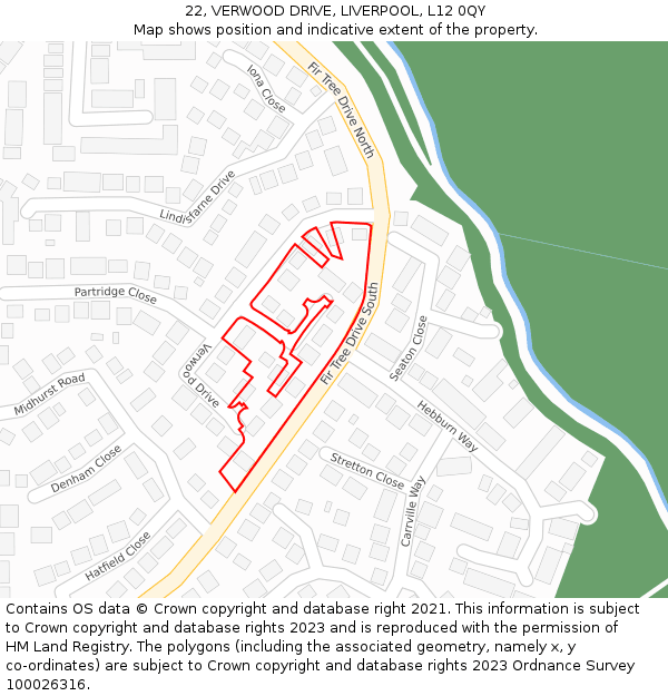 22, VERWOOD DRIVE, LIVERPOOL, L12 0QY: Location map and indicative extent of plot