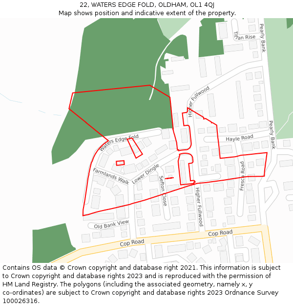 22, WATERS EDGE FOLD, OLDHAM, OL1 4QJ: Location map and indicative extent of plot