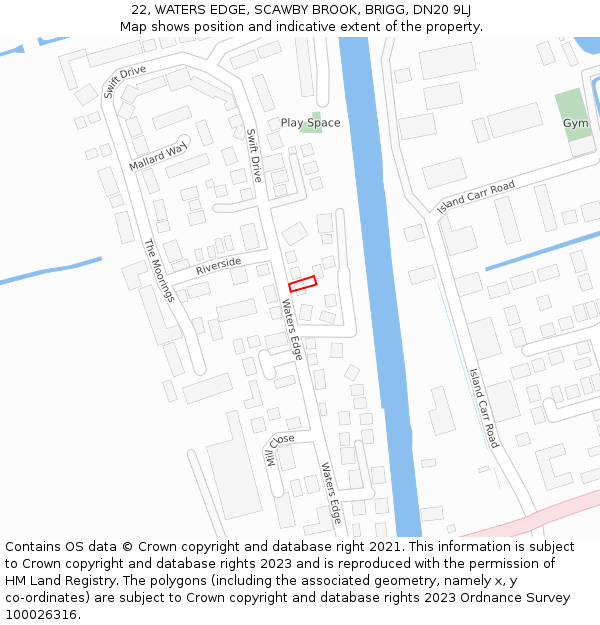 22, WATERS EDGE, SCAWBY BROOK, BRIGG, DN20 9LJ: Location map and indicative extent of plot