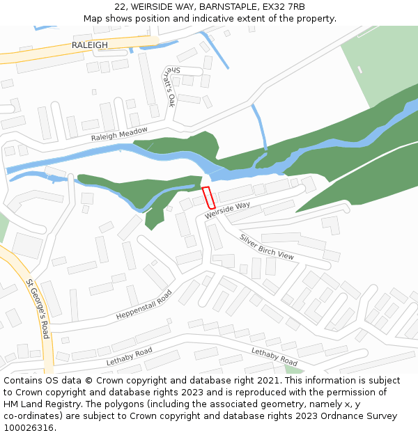 22, WEIRSIDE WAY, BARNSTAPLE, EX32 7RB: Location map and indicative extent of plot