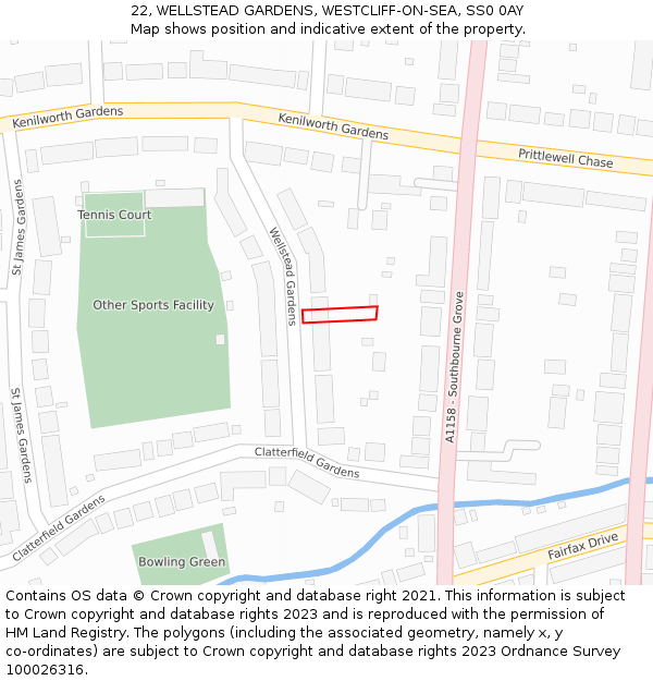 22, WELLSTEAD GARDENS, WESTCLIFF-ON-SEA, SS0 0AY: Location map and indicative extent of plot