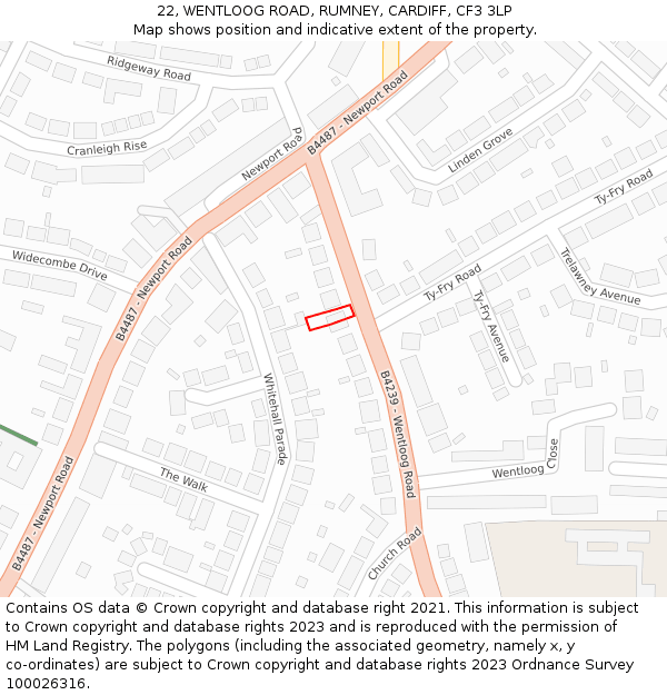 22, WENTLOOG ROAD, RUMNEY, CARDIFF, CF3 3LP: Location map and indicative extent of plot