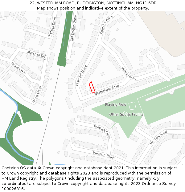 22, WESTERHAM ROAD, RUDDINGTON, NOTTINGHAM, NG11 6DP: Location map and indicative extent of plot