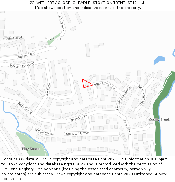 22, WETHERBY CLOSE, CHEADLE, STOKE-ON-TRENT, ST10 1UH: Location map and indicative extent of plot