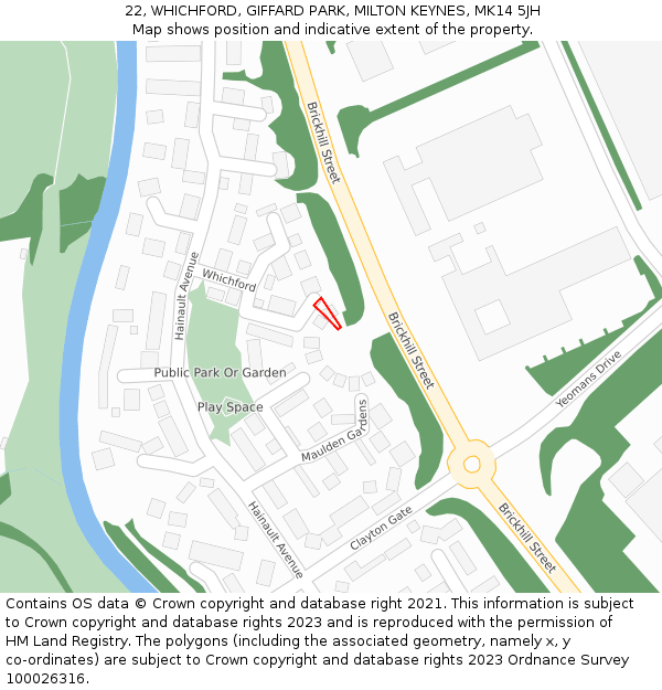 22, WHICHFORD, GIFFARD PARK, MILTON KEYNES, MK14 5JH: Location map and indicative extent of plot