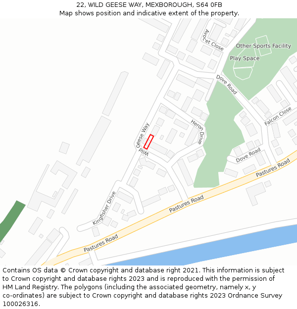 22, WILD GEESE WAY, MEXBOROUGH, S64 0FB: Location map and indicative extent of plot