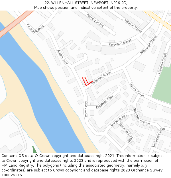 22, WILLENHALL STREET, NEWPORT, NP19 0DJ: Location map and indicative extent of plot