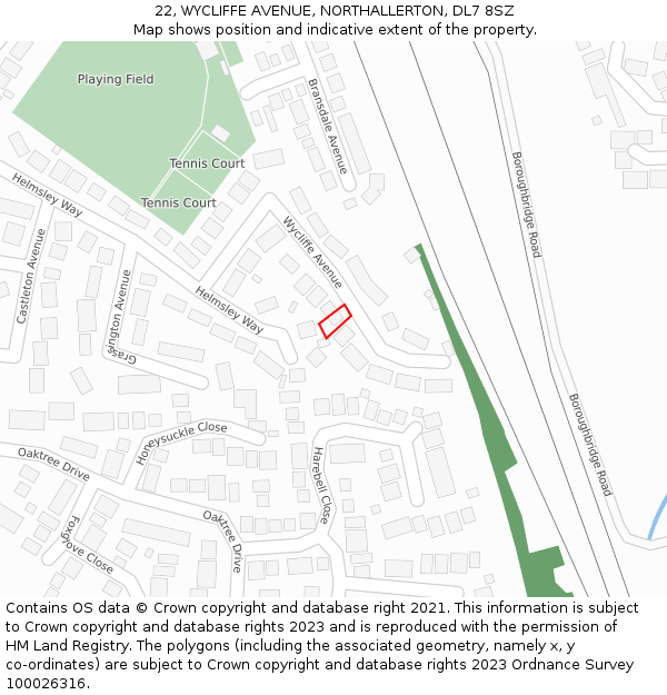 22, WYCLIFFE AVENUE, NORTHALLERTON, DL7 8SZ: Location map and indicative extent of plot