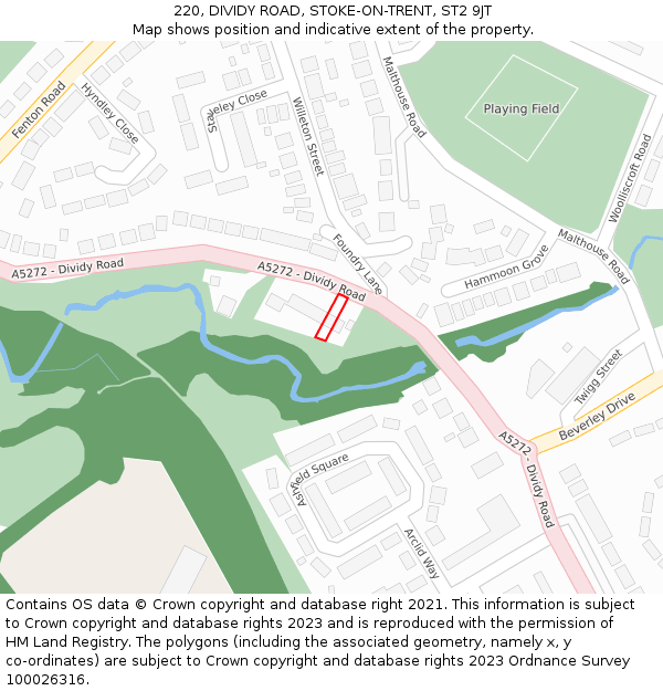 220, DIVIDY ROAD, STOKE-ON-TRENT, ST2 9JT: Location map and indicative extent of plot