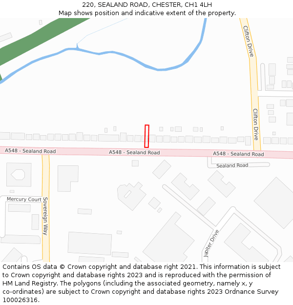 220, SEALAND ROAD, CHESTER, CH1 4LH: Location map and indicative extent of plot