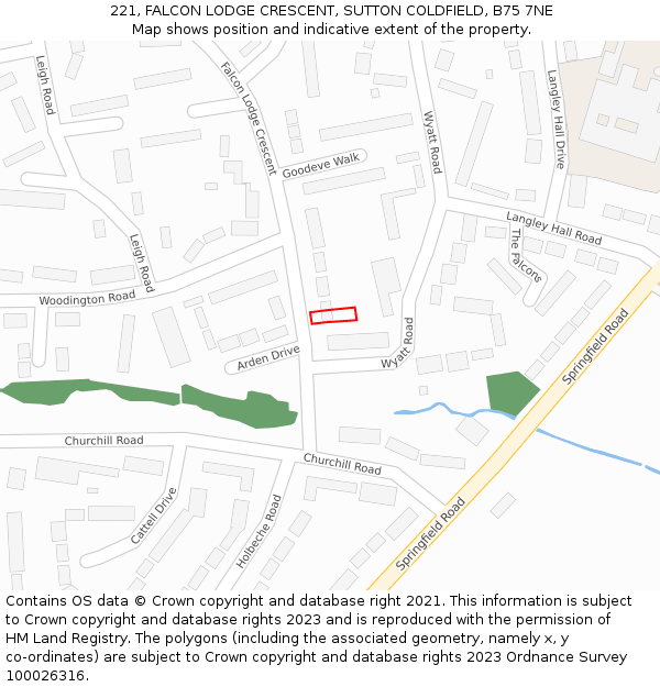 221, FALCON LODGE CRESCENT, SUTTON COLDFIELD, B75 7NE: Location map and indicative extent of plot