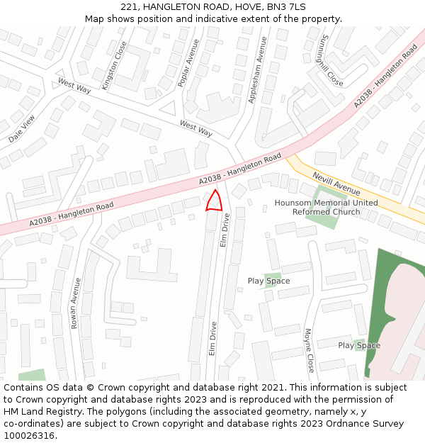 221, HANGLETON ROAD, HOVE, BN3 7LS: Location map and indicative extent of plot