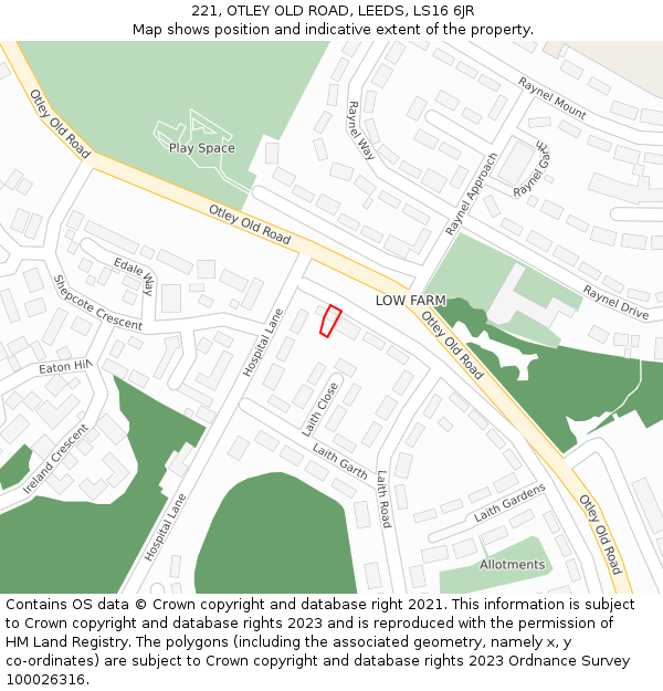 221, OTLEY OLD ROAD, LEEDS, LS16 6JR: Location map and indicative extent of plot