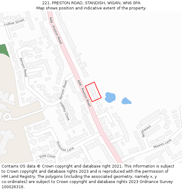 221, PRESTON ROAD, STANDISH, WIGAN, WN6 0PA: Location map and indicative extent of plot