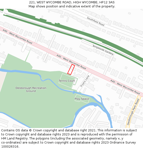 221, WEST WYCOMBE ROAD, HIGH WYCOMBE, HP12 3AS: Location map and indicative extent of plot