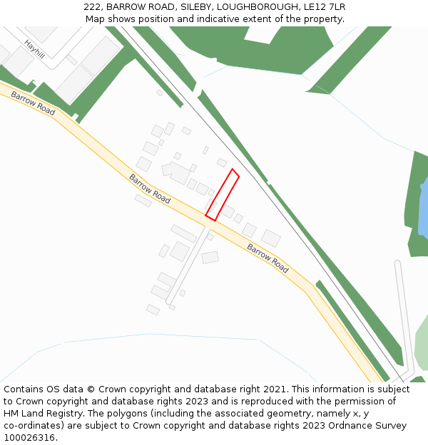 222, BARROW ROAD, SILEBY, LOUGHBOROUGH, LE12 7LR: Location map and indicative extent of plot