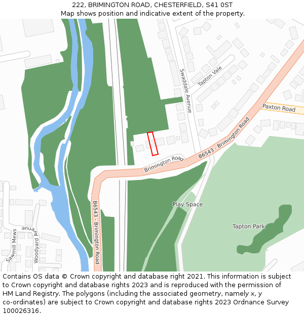 222, BRIMINGTON ROAD, CHESTERFIELD, S41 0ST: Location map and indicative extent of plot