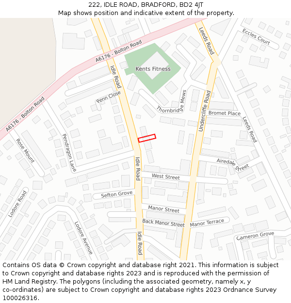 222, IDLE ROAD, BRADFORD, BD2 4JT: Location map and indicative extent of plot