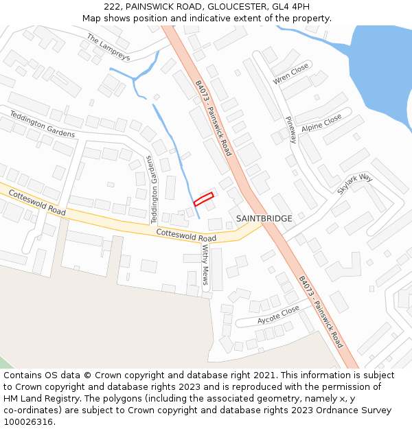 222, PAINSWICK ROAD, GLOUCESTER, GL4 4PH: Location map and indicative extent of plot