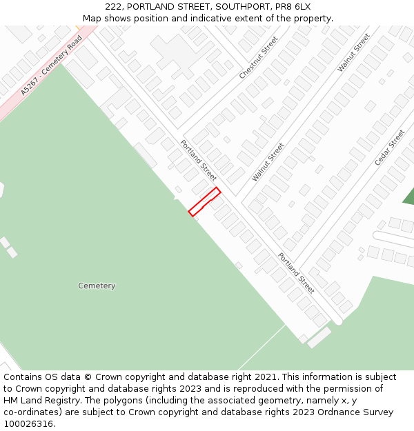 222, PORTLAND STREET, SOUTHPORT, PR8 6LX: Location map and indicative extent of plot