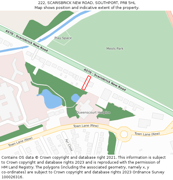 222, SCARISBRICK NEW ROAD, SOUTHPORT, PR8 5HL: Location map and indicative extent of plot